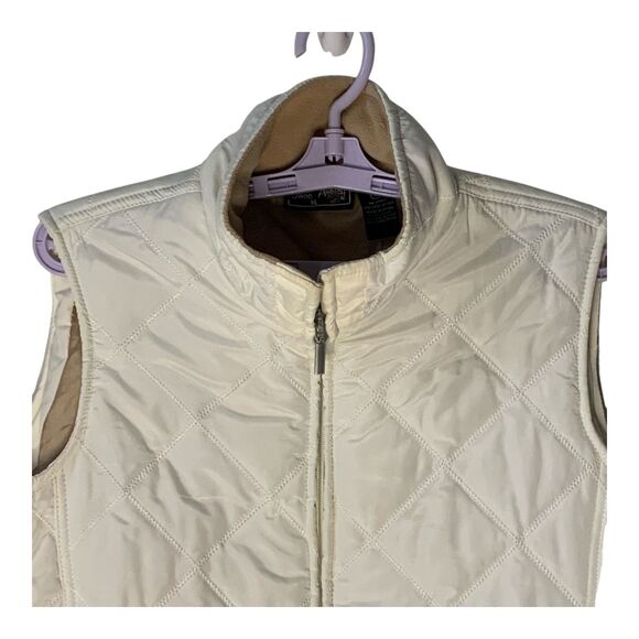 Jane Ashley Vest XL Winter White QuiltedPuffer Front Zip Insulated Relaxed Fit - Picture 2 of 16